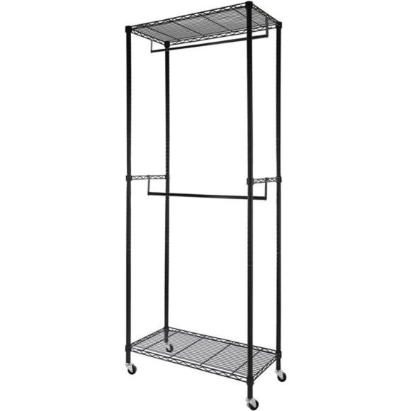 Heavy Duty Wire Garment Rack Clothing Rack Free Standing Clothes Rack（Black）